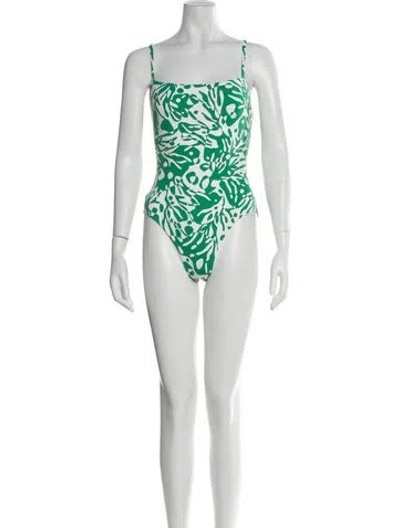 Pre-owned Eres Floral Print One-piece In Green