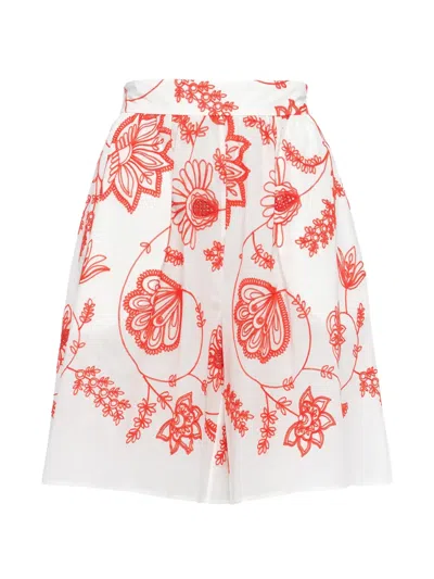 Eres Floral-embroidered Bermuda Shorts In White