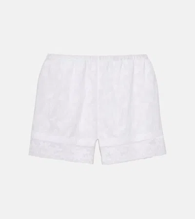 Eres Floralie Floral Cotton-blend Voile Shorts In White