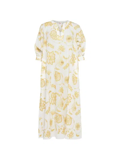 Eres Floral-print Dress In Yellow
