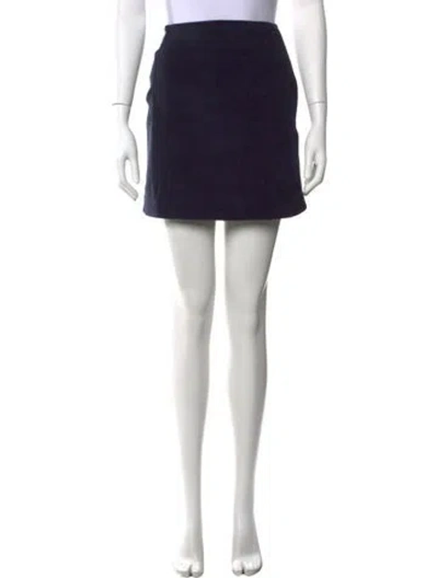 Pre-owned Eres Fringe Trim Accent Mini Skirt In Blue