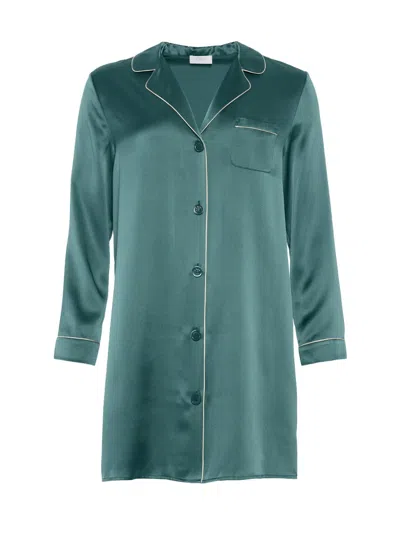 Eres Gala Piping-detail Shirt Dress In Green