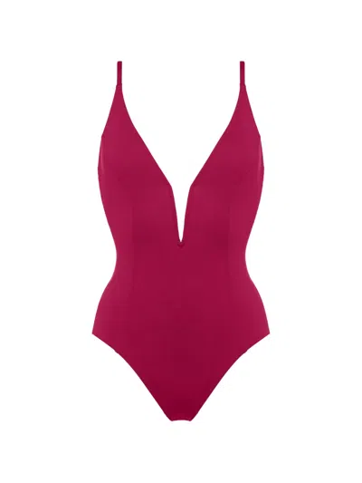Eres Galbe V-neck Swimsuit In Red