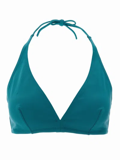 Eres Gang Triangle Drawstring Bikini Top In Blue