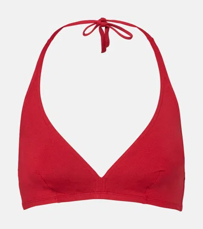Eres Gang Halterneck Bikini Top In Red