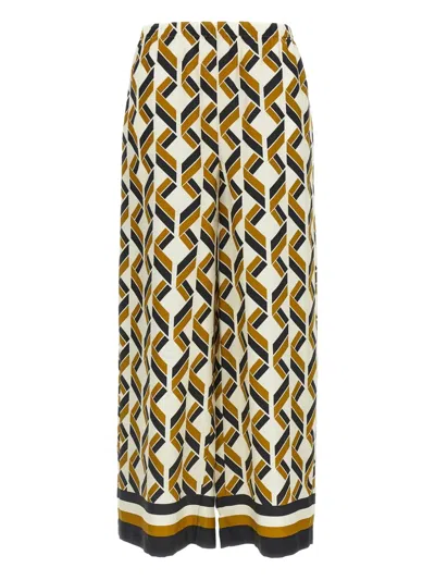Eres Geometric-print Elastic-waist Trousers In Brown