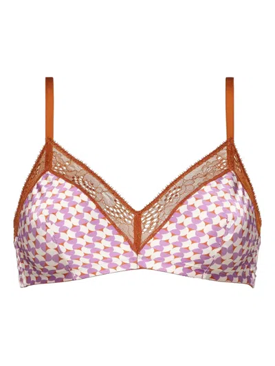 Eres Geometric-print Lace-trimmed Bra In Multi