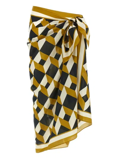Eres Geometric-print Sarong In Yellow