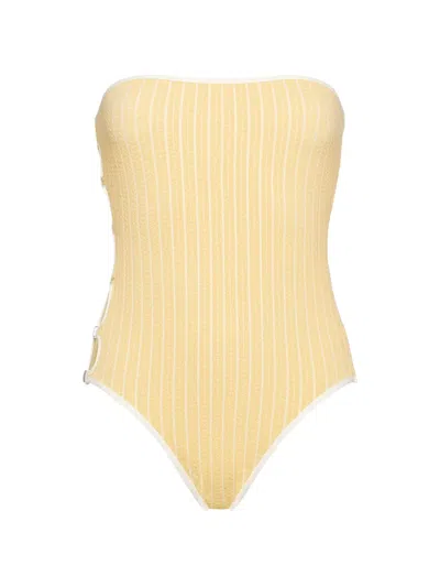 Eres Golden Bustier Cut-out Swimsuit In Yellow