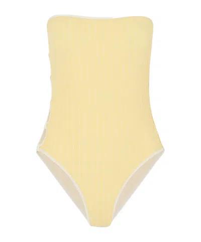 Eres Golden Cut-out Jacquard Swimsuit In Yellow