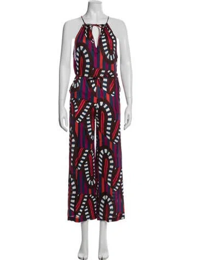 Pre-owned Eres Graphic Print Long Dress In Red