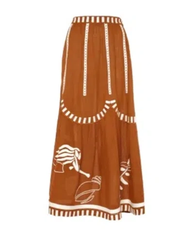 Eres Graphic-print Maxi Skirt In Brown