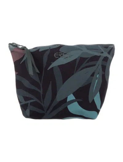Pre-owned Eres Green And Black Pattern Printed Cosmetic Bag