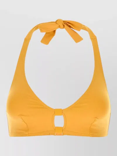 Eres Halter Bikini Top Stretch Nylon Ring In Yellow