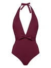 Eres Couture Bow-detailed Halterneck Swimsuit In Red