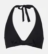 Eres Bow-detailed Triangle Halterneck Bikini Top In Black