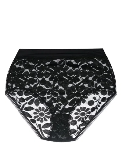 Eres High-waist Floral Lace Briefs In Black
