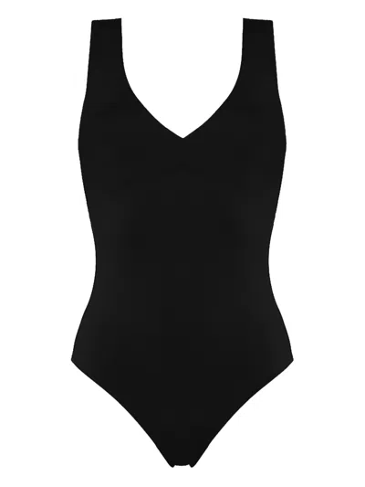 Eres Hold Up V-neck Sophisticated One-piece Swimsuit In Black
