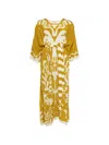 Eres Silk Printed Holi Kaftan In Orange