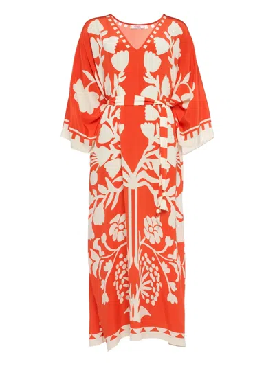 Eres Holi Printed Kaftan In Orange