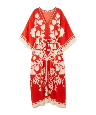 Eres Holi Printed Kaftan In Red