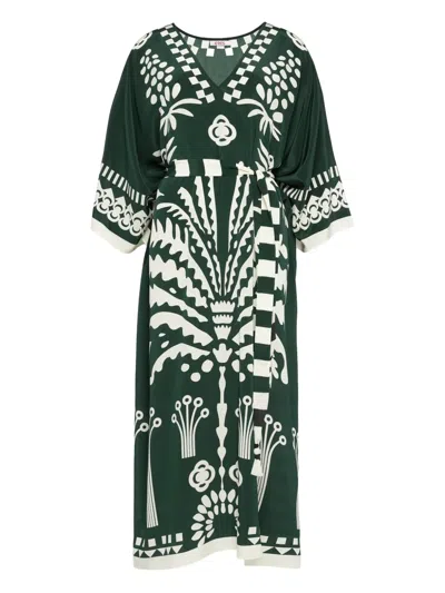 Eres Holi Belted Printed Silk Crepe De Chine Coverup In Green
