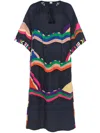 Eres Horizon Embroidered Linen Dress In 蓝色