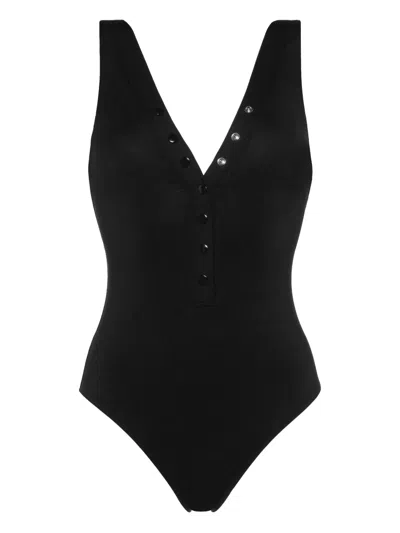 Eres Icône Button Tank One-piece Swimsuit In Black