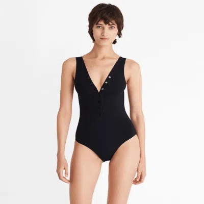 Eres Icone Snap-front One-piece Swimsuit In Black