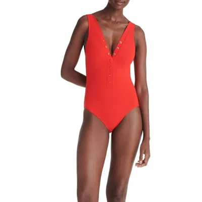 Eres Larcin V-neck Swimsuit In Ecarlate 24h