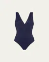 Eres Icone Snap-front One-piece Swimsuit In Nautique