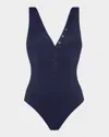 Eres Icone Snap-front One-piece Swimsuit In Nautique