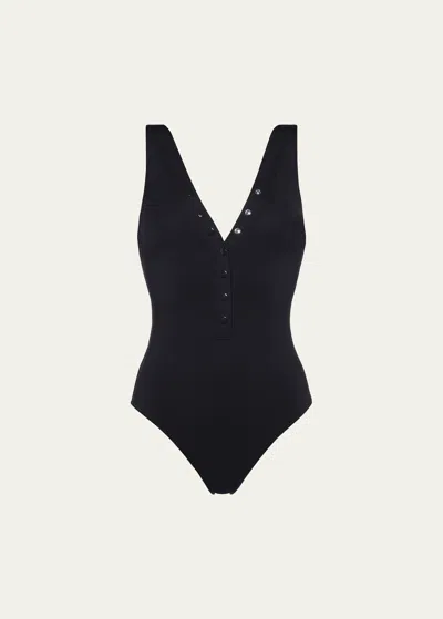 Eres Icone Snap-front One-piece Swimsuit In Black