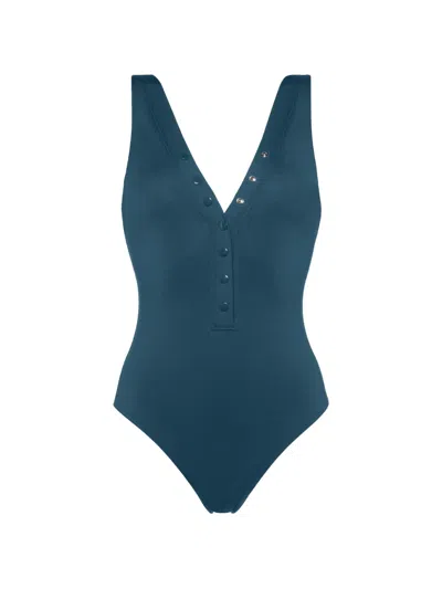 Eres Icône V-neck Swimsuit In Blue