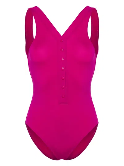 Eres Icône V-neck Swimsuit In Pink
