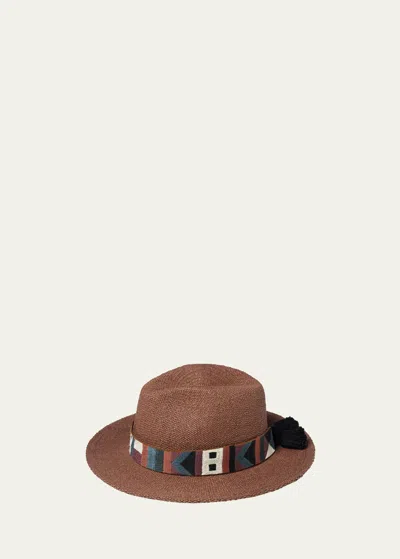 Eres Ignacio Straw Fedora Hat In Brown