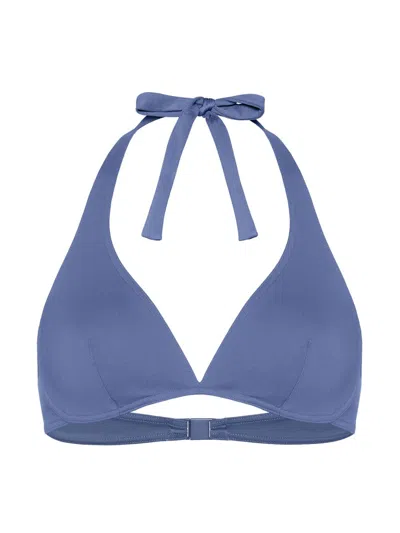 Eres V-neck Halter Neck Bikini Top In Blue