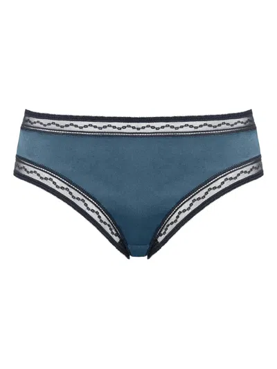 Eres Inspirée Lace-trimmed Briefs In Blue