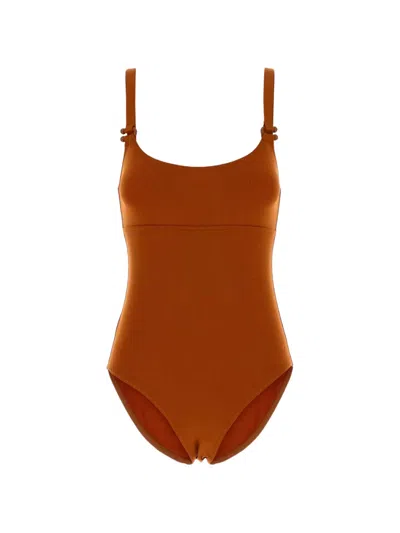 Eres Stretch Nylon Swimsuit Scoop Neckline In Orange