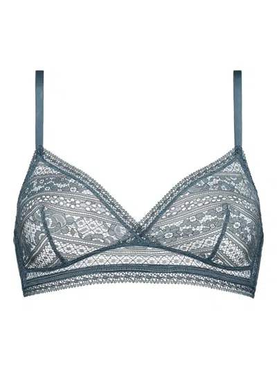 Eres Intriguée Lace-trimmed Triangle Bra In Blue