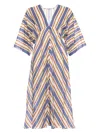 Eres Sailor Summer Striped Cotton-voile Kaftan In Blue