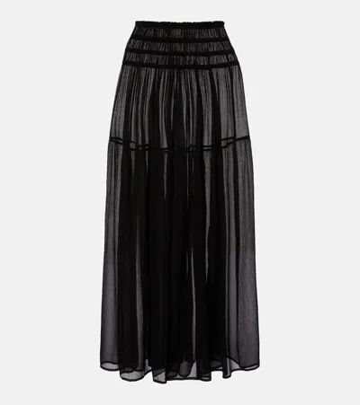 Eres Irresistible Silk Chiffon Maxi Skirt In Black