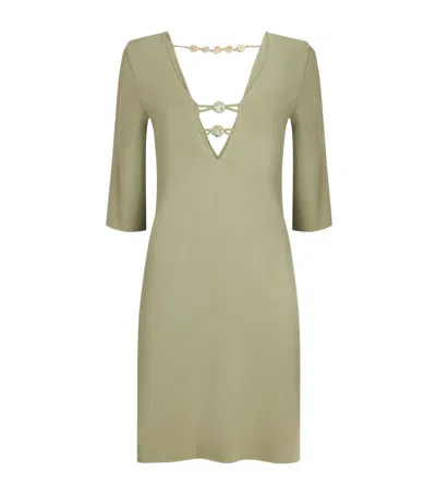 Eres Jersey Beaded Fabuleuse Mini Dress In Green
