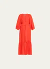 Eres Joie Linen Wrap Dress In Ecarlate 24h