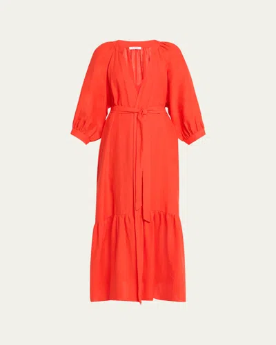 ERES JOIE MAXI LINEN WRAP DRESS