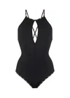 Eres Keyhole Swimsuit In Black/gold In Black