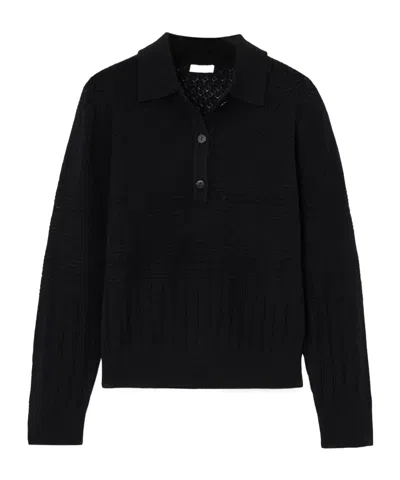 Eres Knitted Polo Top In Black