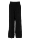 Eres Pointelle-knit Wool And Cashmere-blend Wide-leg Pants In Black