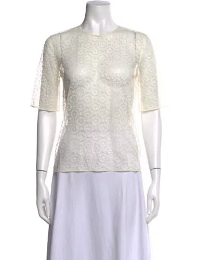 Pre-owned Eres Lace Pattern Crew Neck Top In Green