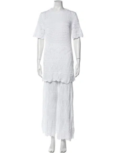 Pre-owned Eres Lace Pattern Pant Set W/ Tags In White